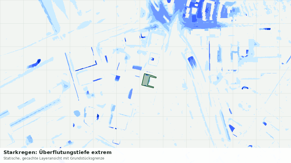 Statische Kartenansicht: Starkregen: Überflutungstiefe extrem