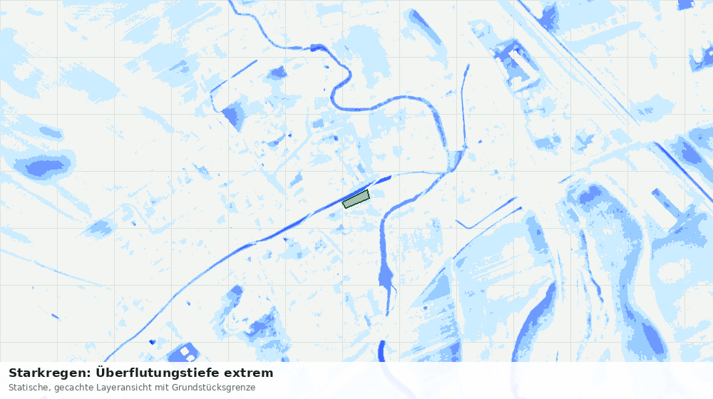 Statische Kartenansicht: Starkregen: Überflutungstiefe extrem