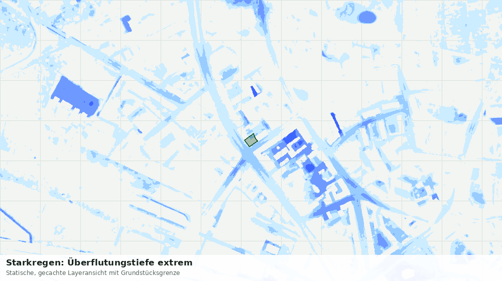 Statische Kartenansicht: Starkregen: Überflutungstiefe extrem