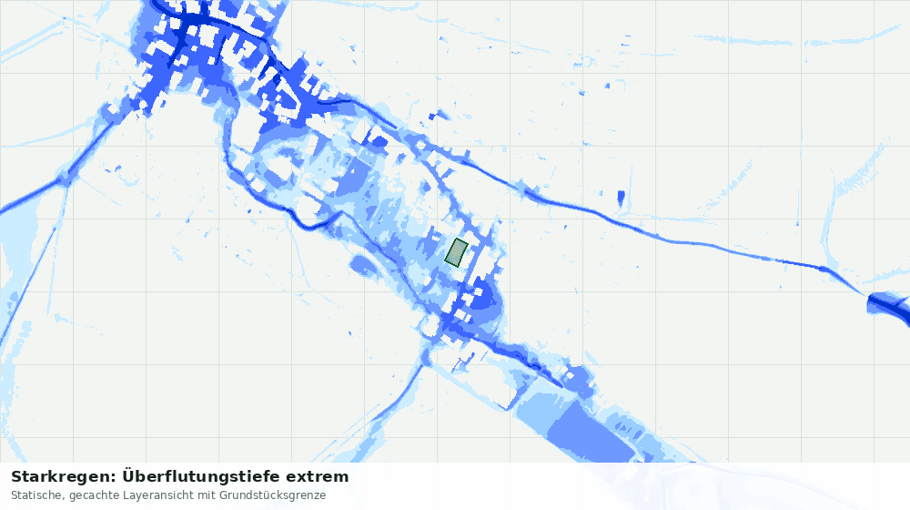 Statische Kartenansicht: Starkregen: Überflutungstiefe extrem