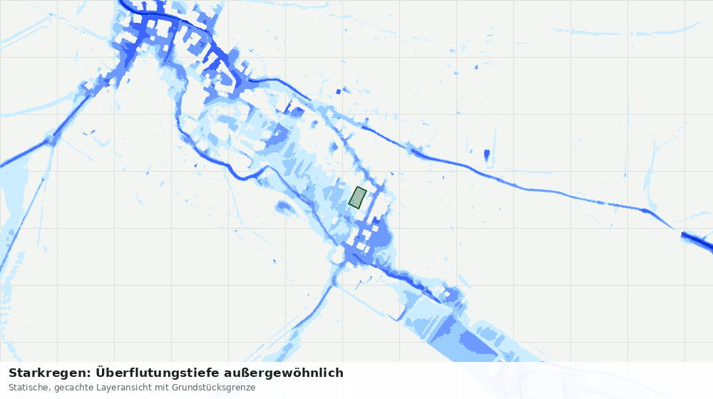 Statische Kartenansicht: Starkregen: Überflutungstiefe außergewöhnlich