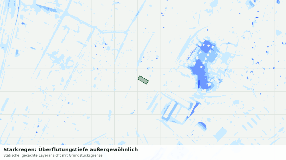 Statische Kartenansicht: Starkregen: Überflutungstiefe außergewöhnlich