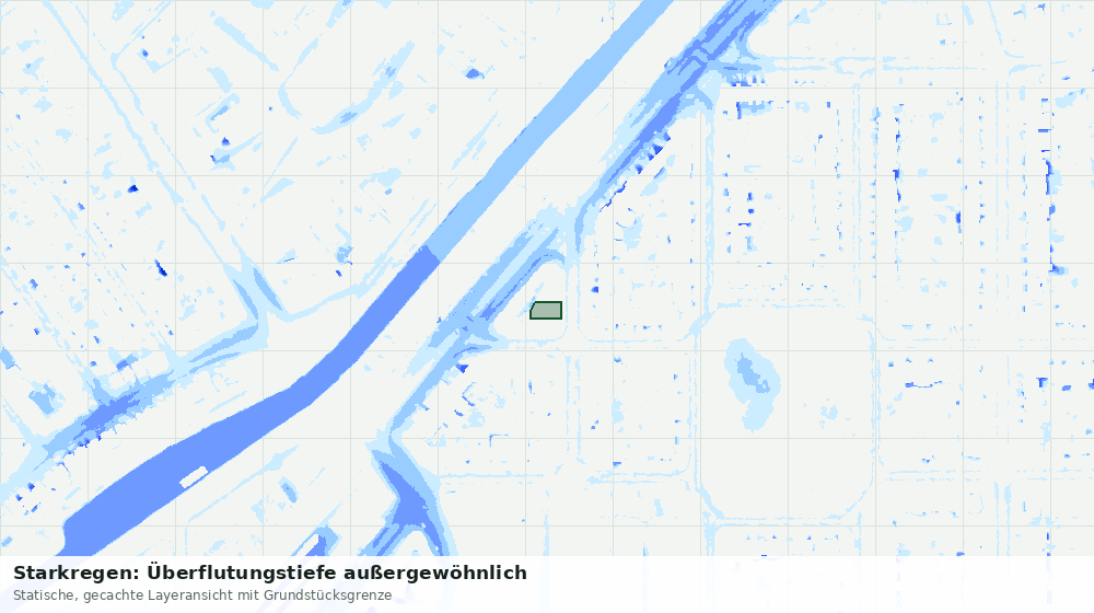 Statische Kartenansicht: Starkregen: Überflutungstiefe außergewöhnlich