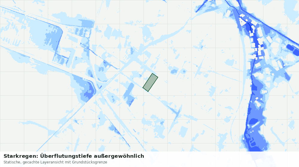 Statische Kartenansicht: Starkregen: Überflutungstiefe außergewöhnlich