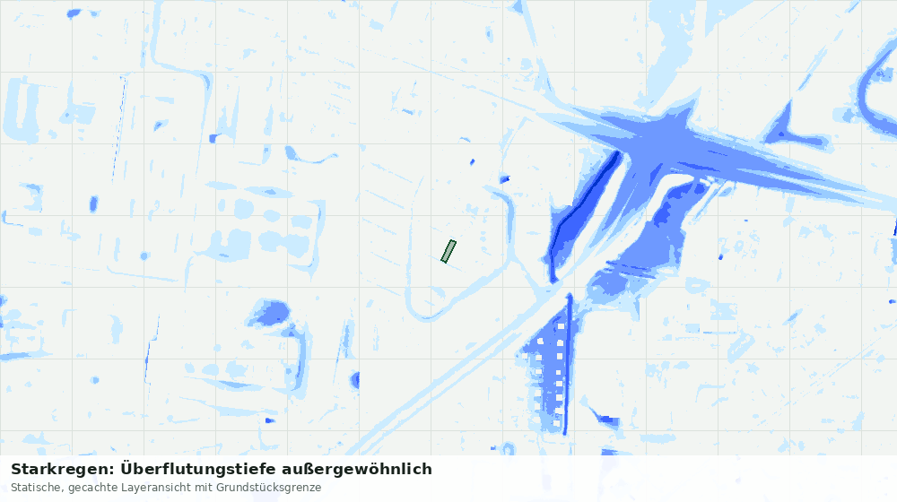 Statische Kartenansicht: Starkregen: Überflutungstiefe außergewöhnlich