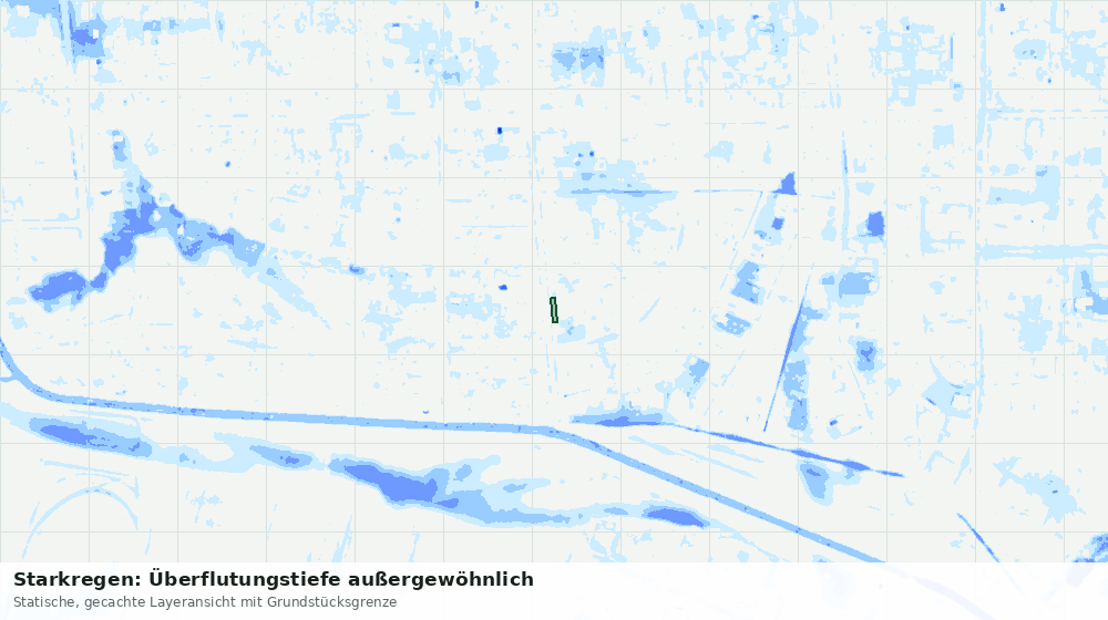 Statische Kartenansicht: Starkregen: Überflutungstiefe außergewöhnlich