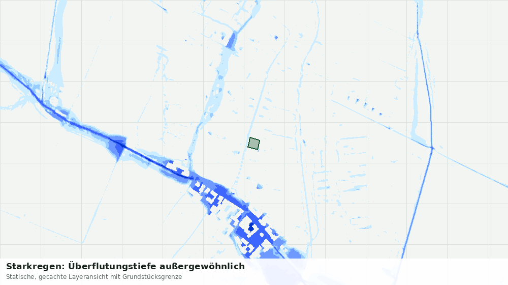 Statische Kartenansicht: Starkregen: Überflutungstiefe außergewöhnlich
