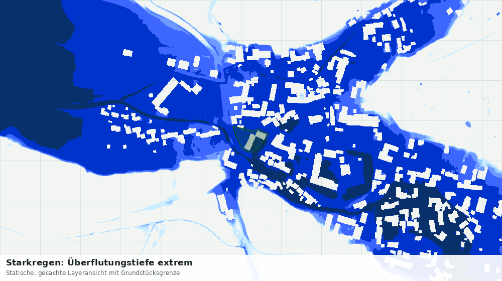 Statische Kartenansicht: Starkregen: Überflutungstiefe extrem