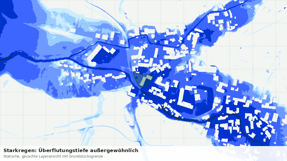 Statische Kartenansicht: Starkregen: Überflutungstiefe außergewöhnlich