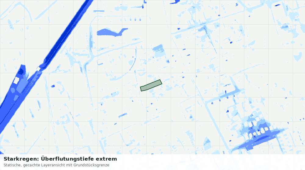 Statische Kartenansicht: Starkregen: Überflutungstiefe extrem