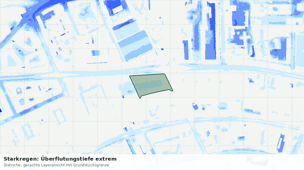 Statische Kartenansicht: Starkregen: Überflutungstiefe extrem