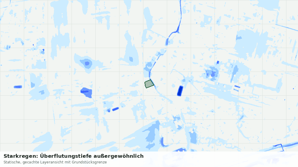 Statische Kartenansicht: Starkregen: Überflutungstiefe außergewöhnlich