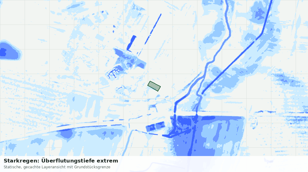Statische Kartenansicht: Starkregen: Überflutungstiefe extrem