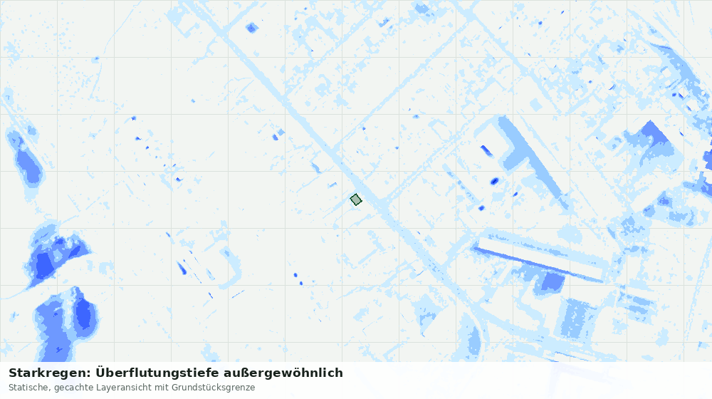 Statische Kartenansicht: Starkregen: Überflutungstiefe außergewöhnlich