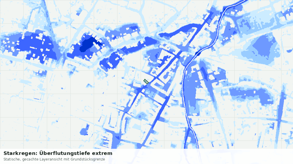 Statische Kartenansicht: Starkregen: Überflutungstiefe extrem