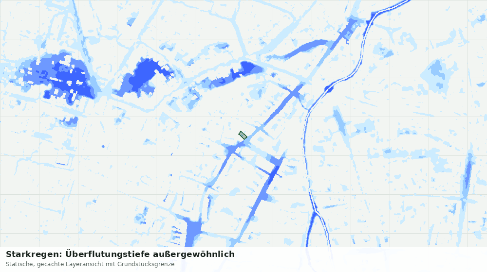 Statische Kartenansicht: Starkregen: Überflutungstiefe außergewöhnlich