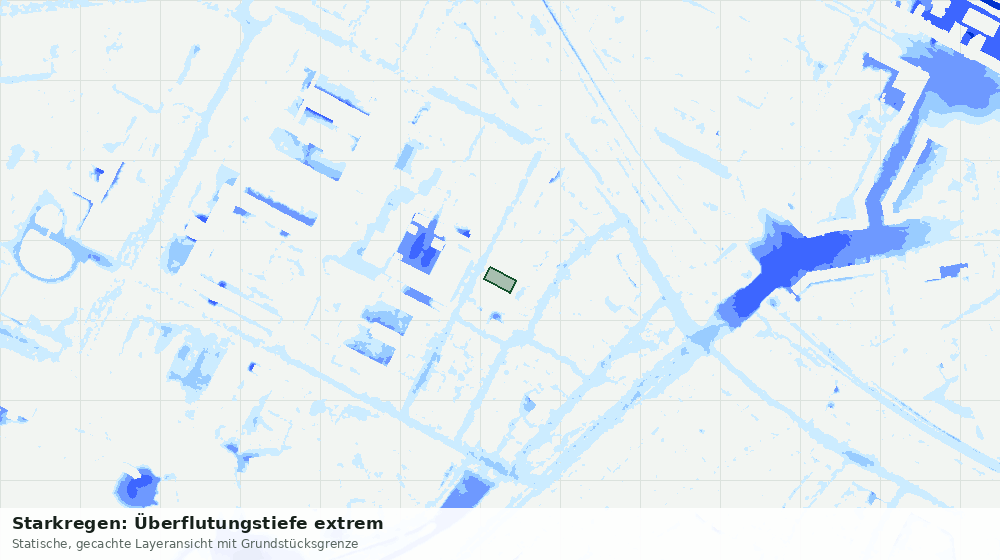 Statische Kartenansicht: Starkregen: Überflutungstiefe extrem