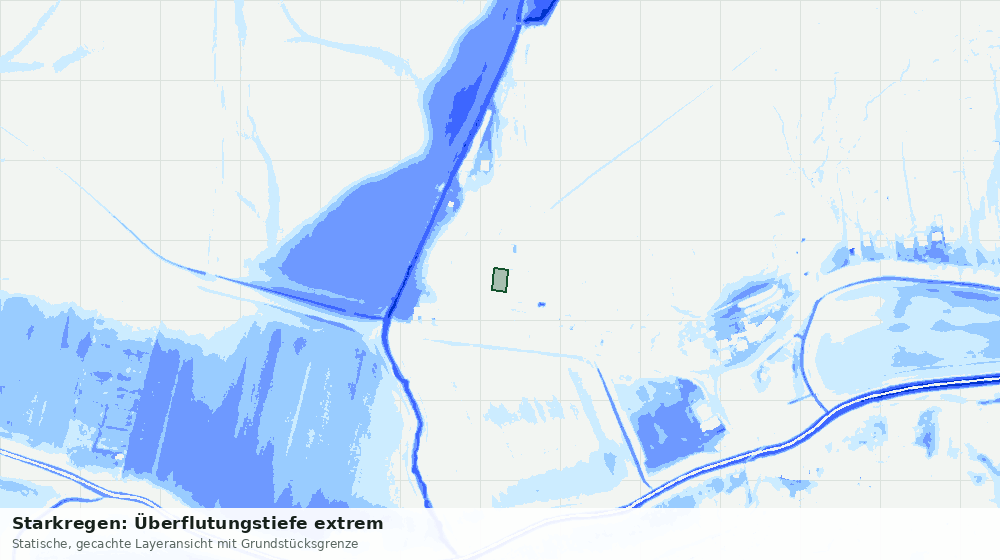 Statische Kartenansicht: Starkregen: Überflutungstiefe extrem