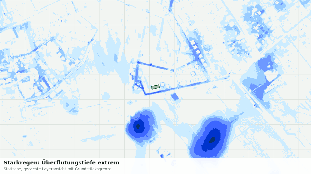 Statische Kartenansicht: Starkregen: Überflutungstiefe extrem