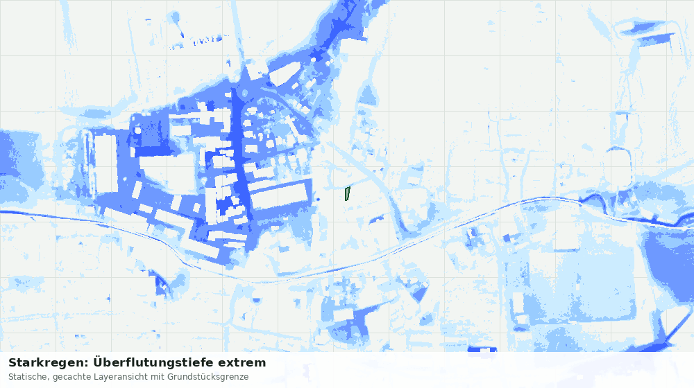 Statische Kartenansicht: Starkregen: Überflutungstiefe extrem