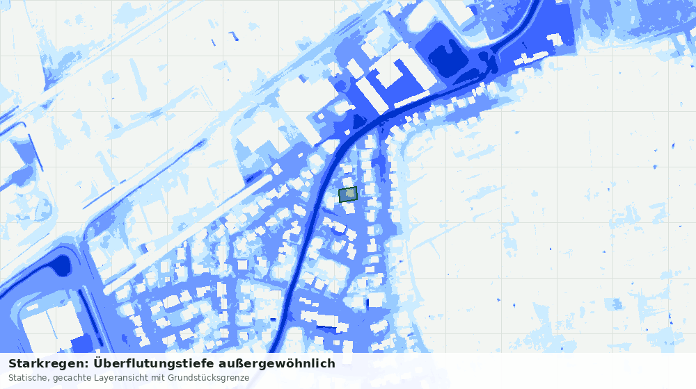 Statische Kartenansicht: Starkregen: Überflutungstiefe außergewöhnlich