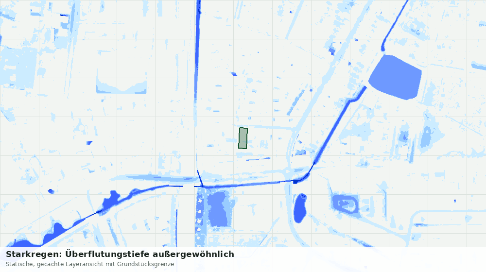 Statische Kartenansicht: Starkregen: Überflutungstiefe außergewöhnlich