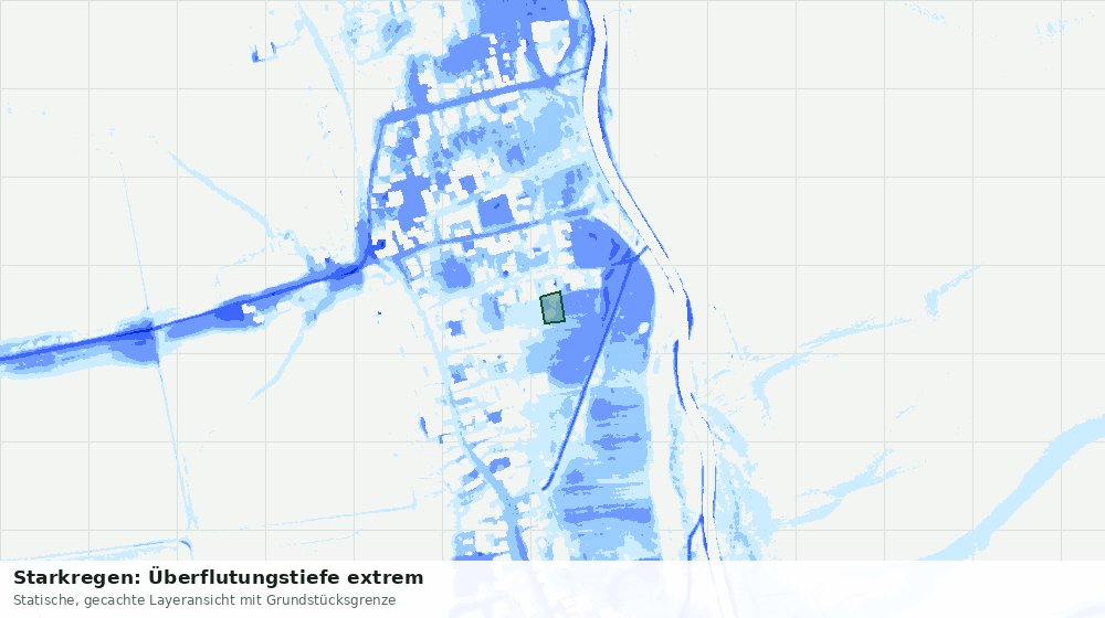 Statische Kartenansicht: Starkregen: Überflutungstiefe extrem