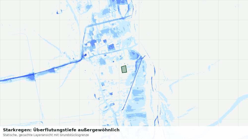 Statische Kartenansicht: Starkregen: Überflutungstiefe außergewöhnlich