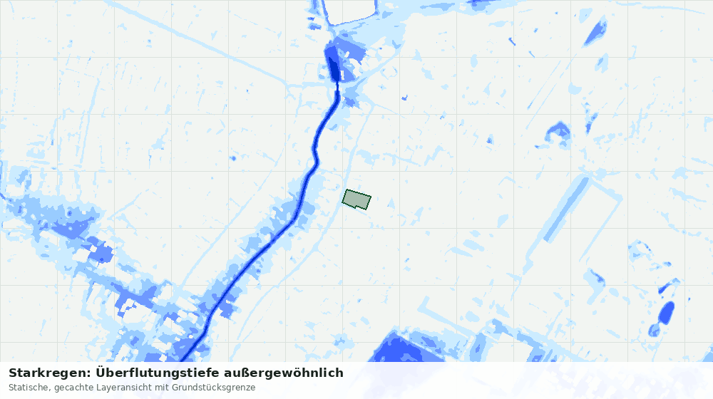 Statische Kartenansicht: Starkregen: Überflutungstiefe außergewöhnlich