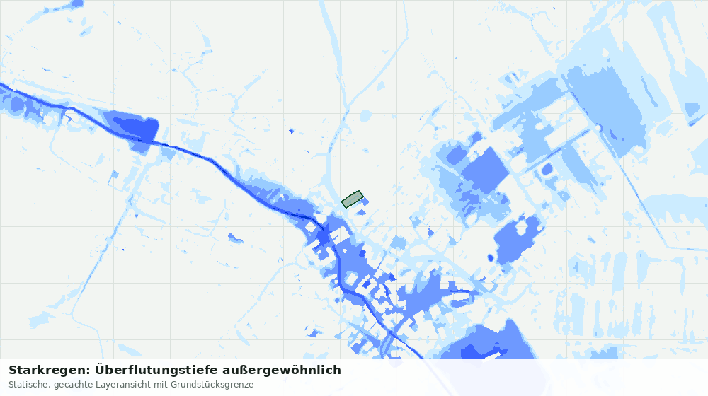 Statische Kartenansicht: Starkregen: Überflutungstiefe außergewöhnlich