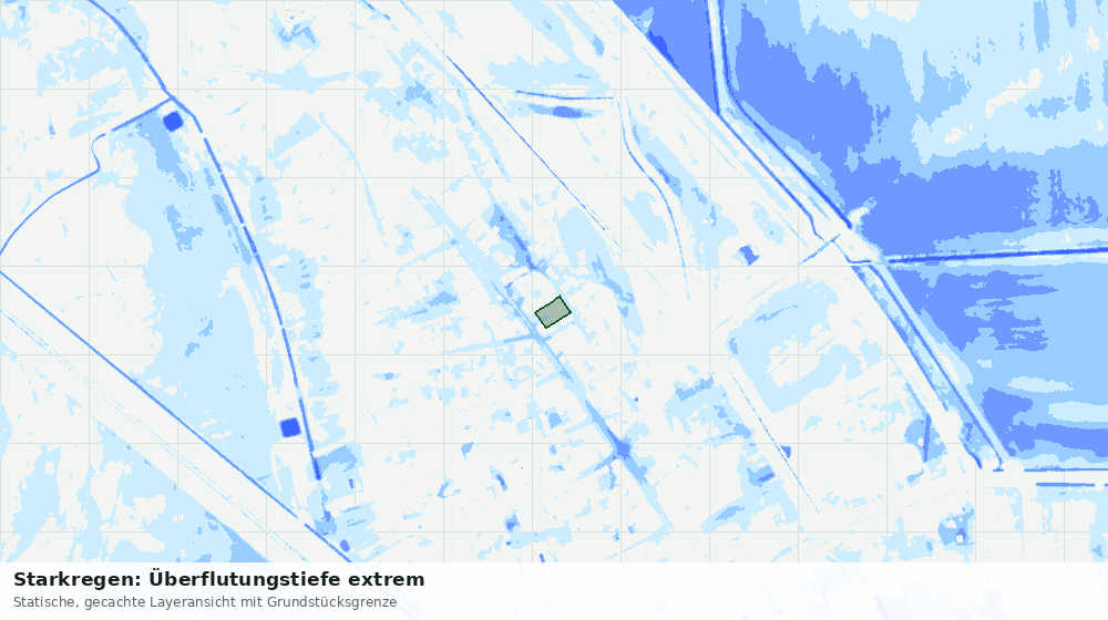 Statische Kartenansicht: Starkregen: Überflutungstiefe extrem