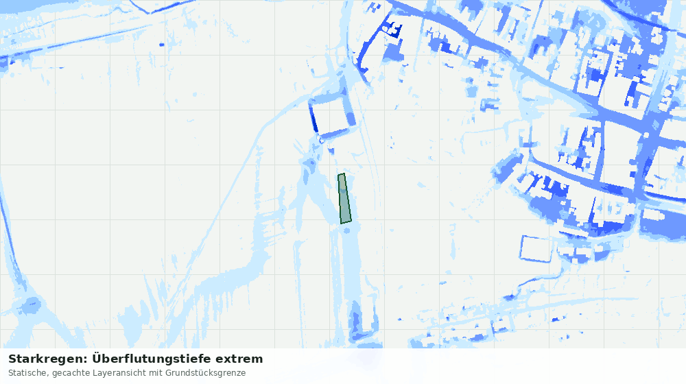 Statische Kartenansicht: Starkregen: Überflutungstiefe extrem