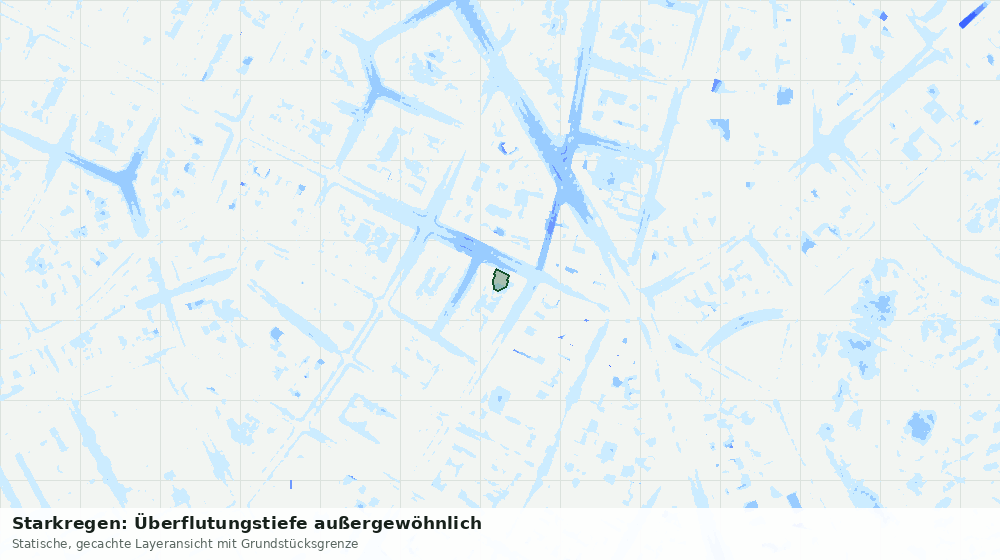 Statische Kartenansicht: Starkregen: Überflutungstiefe außergewöhnlich