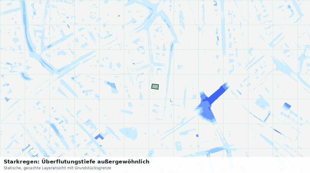 Statische Kartenansicht: Starkregen: Überflutungstiefe außergewöhnlich
