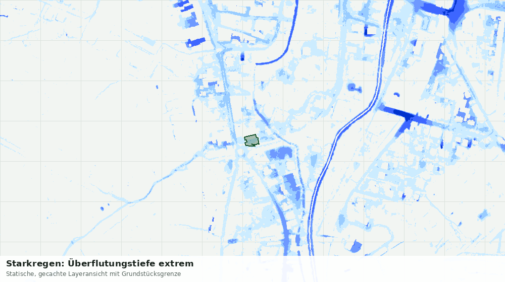 Statische Kartenansicht: Starkregen: Überflutungstiefe extrem