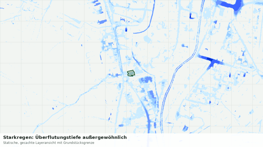 Statische Kartenansicht: Starkregen: Überflutungstiefe außergewöhnlich