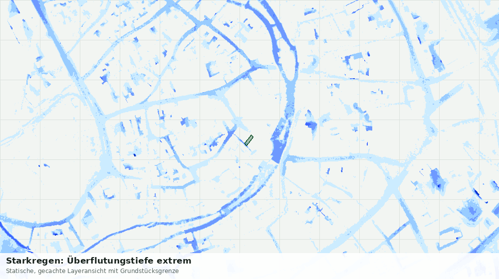 Statische Kartenansicht: Starkregen: Überflutungstiefe extrem