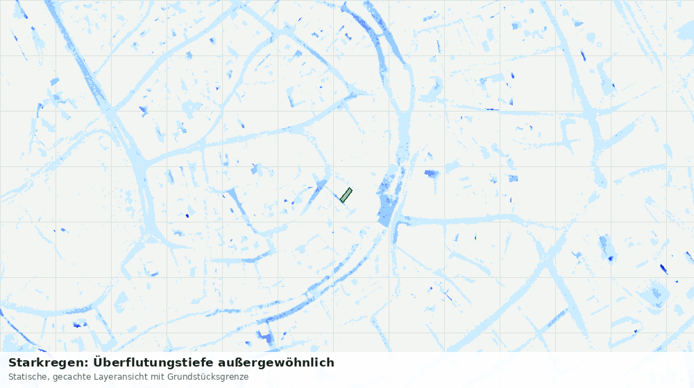 Statische Kartenansicht: Starkregen: Überflutungstiefe außergewöhnlich