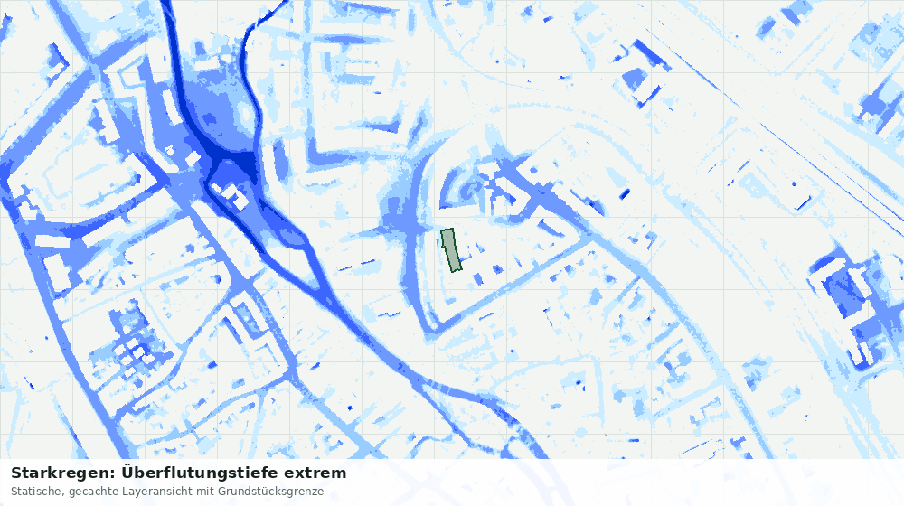Statische Kartenansicht: Starkregen: Überflutungstiefe extrem