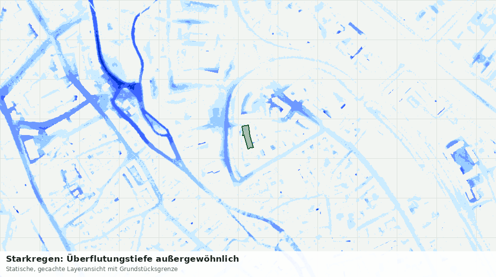 Statische Kartenansicht: Starkregen: Überflutungstiefe außergewöhnlich