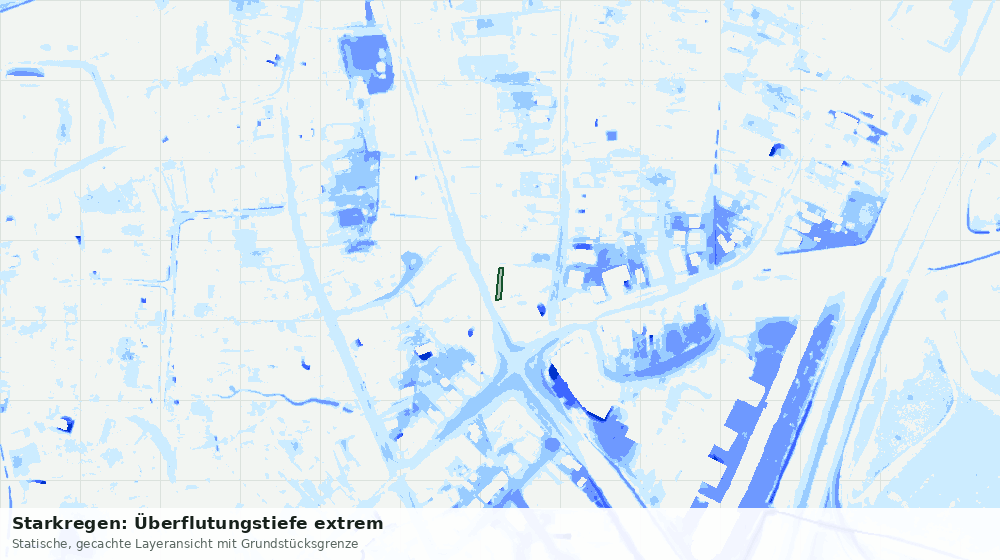 Statische Kartenansicht: Starkregen: Überflutungstiefe extrem