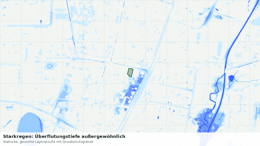 Statische Kartenansicht: Starkregen: Überflutungstiefe außergewöhnlich