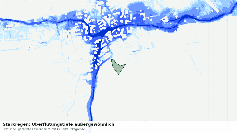 Statische Kartenansicht: Starkregen: Überflutungstiefe außergewöhnlich