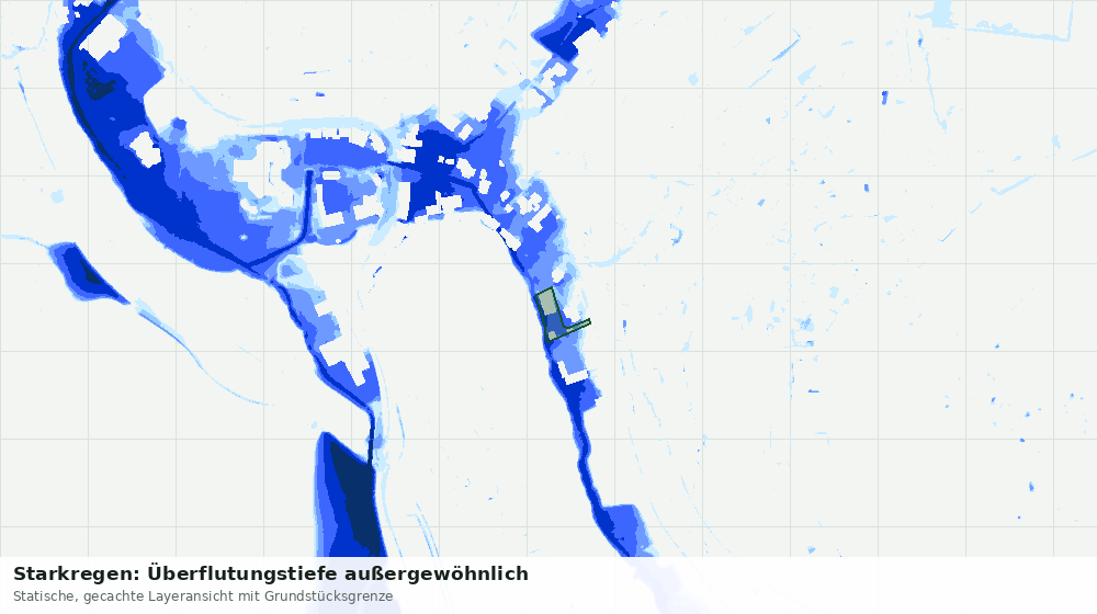 Statische Kartenansicht: Starkregen: Überflutungstiefe außergewöhnlich