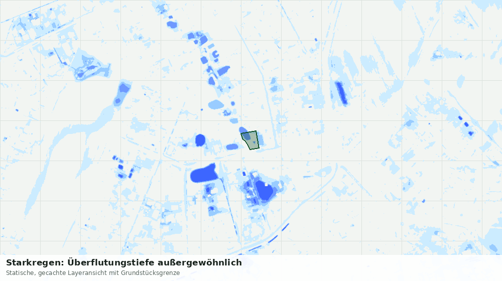Statische Kartenansicht: Starkregen: Überflutungstiefe außergewöhnlich