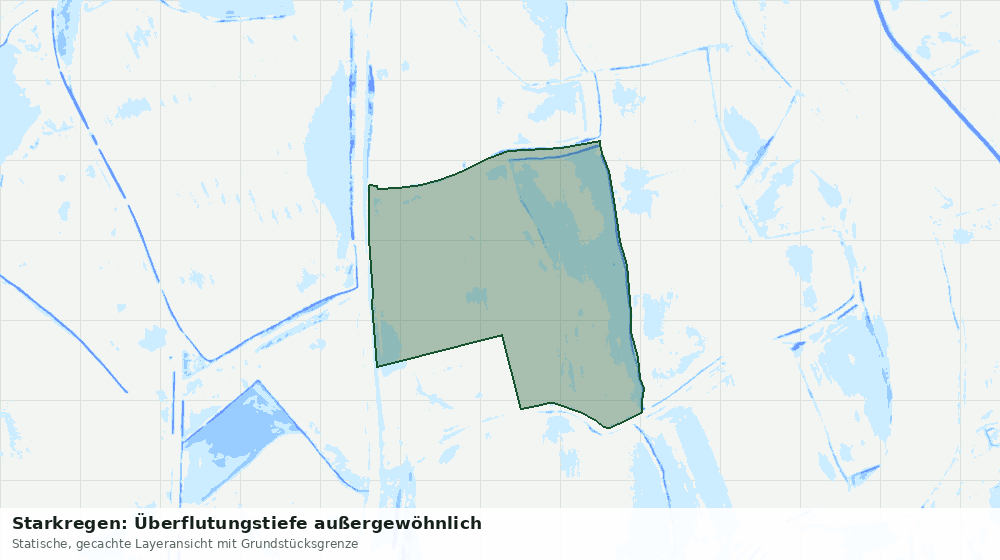 Statische Kartenansicht: Starkregen: Überflutungstiefe außergewöhnlich