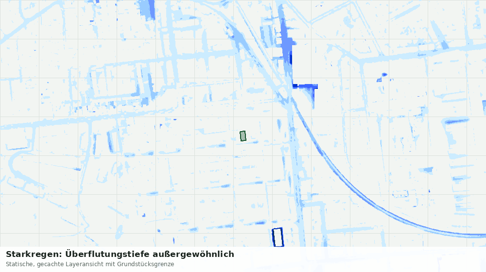 Statische Kartenansicht: Starkregen: Überflutungstiefe außergewöhnlich