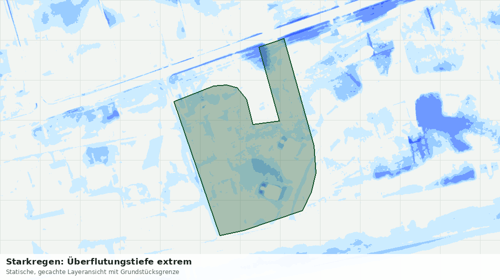 Statische Kartenansicht: Starkregen: Überflutungstiefe extrem