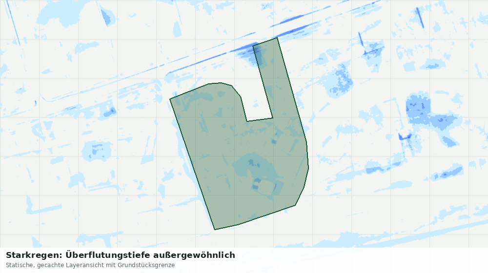 Statische Kartenansicht: Starkregen: Überflutungstiefe außergewöhnlich