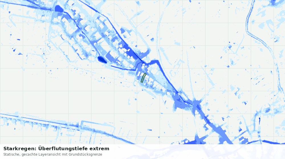 Statische Kartenansicht: Starkregen: Überflutungstiefe extrem